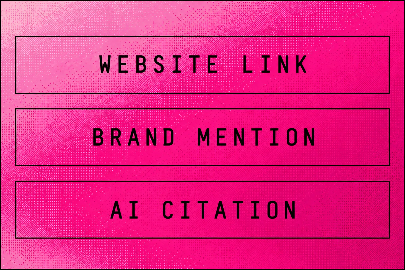 Three separate records for a website link, an unlinked brand mention and an AI answer citation